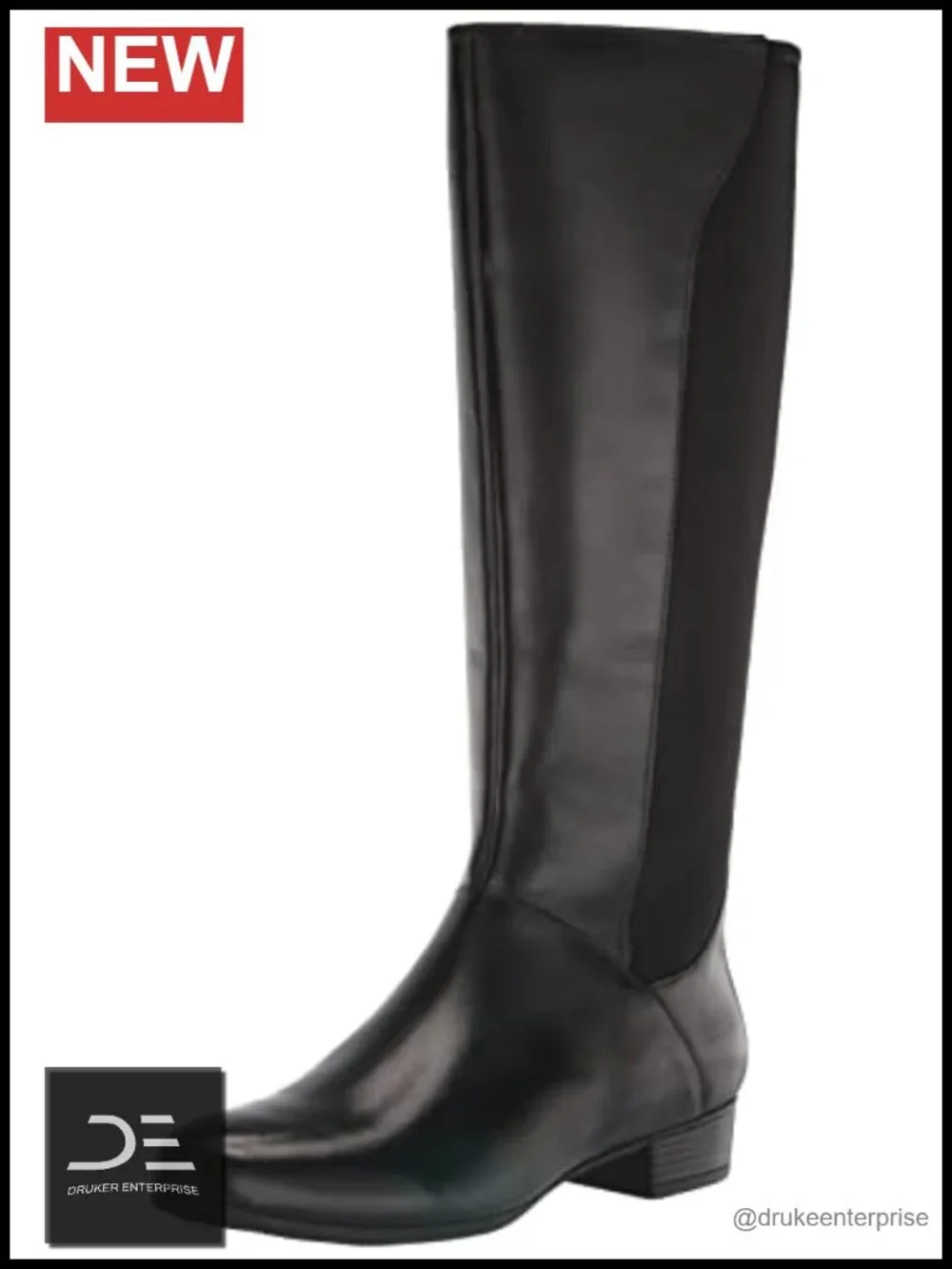 Women's Leather Knee High Boots Round Toe Pull-On